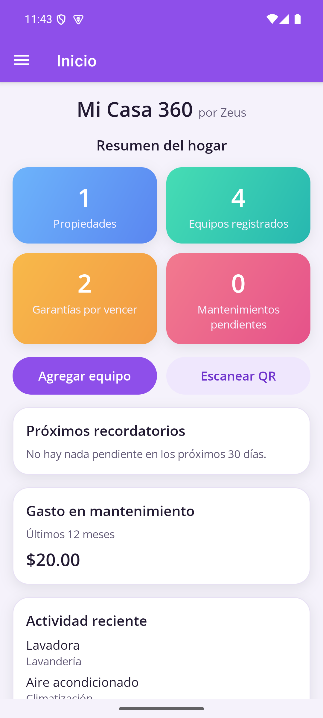 Resumen del hogar