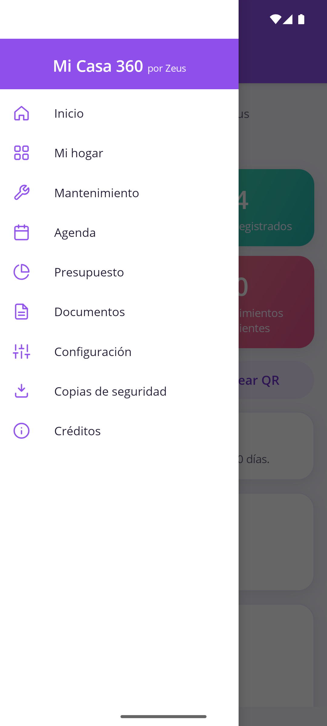 Menú de navegación